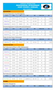 CORPORATE TRAINING CENTRE  PROFESSIONAL DEVELOPMENT SHORT COURSES & SEMINARS 2015 SCHEDULE ACCOUNTING