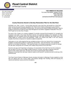 Flood Control District of Maricopa County FOR IMMEDIATE RELEASE For more information, please contact: Aisha Alexander[removed]