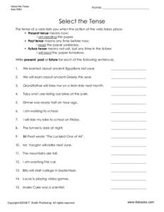 Select the Tense Worksheet