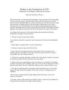 Preface to the Constitution of[removed]Declaration of the Rights of Man and the Citizen) National Assembly of France