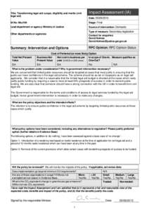 Transforming legal aid: scope, eligibility and merits (civil legal aid) - Impact assesment