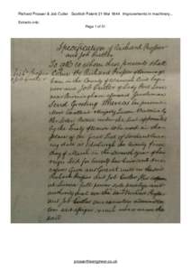 Richard Prosser & Job Cutler Scottish Patent 21 Mar 1844 Improvements in machinery... Extracts only: Page 1 of 51 prossertheengineer.co.uk