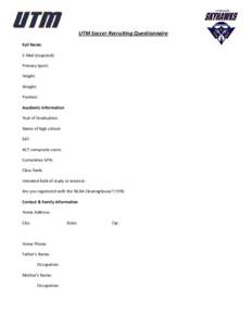 Microsoft Word - UTM Soccer Recruiting Questionnaire