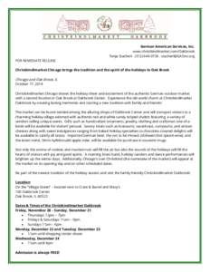 Microsoft Word - Press Release- Christkindlmarket Announces Oakbrook 2014_TS