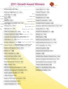 2011 Growth Award Winners ACS Industries Inc. / Mfg Liberty Bank, N.A. / Serv  Americas International, Inc. / Serv
