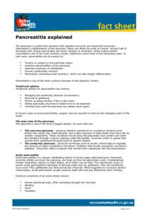 Health / Acute pancreatitis / Chronic pancreatitis / Pancreatitis / Pancreas / Gallstone / Pancreatic cancer / Abdominal pain / Exocrine component of pancreas / Pancreas disorders / Medicine / Anatomy