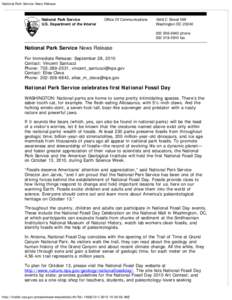 National Park Service News Release