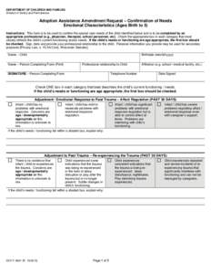 ADOPTION ASSISTANCE AMENDMENT REQUEST – CONFIRMATION OF NEEDS