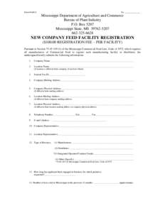 Form #1440A  No. ______________ Mississippi Department of Agriculture and Commerce Bureau of Plant Industry