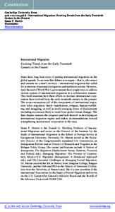 Cambridge University Press[removed]8 - International Migration: Evolving Trends from the Early Twentieth Century to the Present Susan F. Martin Frontmatter More information