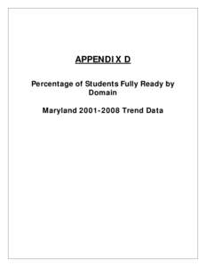 APPENDIX D Percentage of Students Fully Ready by Domain Maryland[removed]Trend Data  APPENDIX D: Maryland 2001‐2008 Trend Data