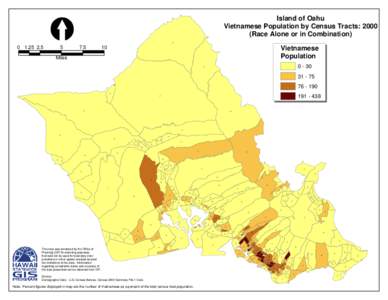 Island of Oahu Vietnamese Population by Census Tracts: 2000 (Race Alone or in Combination[removed]%