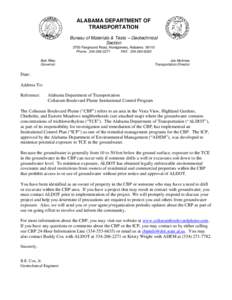 ALABAMA DEPARTMENT OF TRANSPORTATION Bureau of Materials & Tests – Geotechnical Section 3700 Fairground Road, Montgomery, Alabama[removed]Phone: [removed]