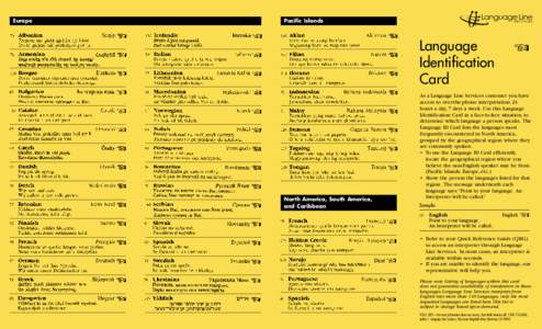 Europe  Pacific Islands Language Identification