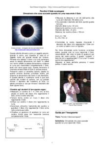 Earthlearningidea - http://www.earthlearningidea.com/  Perché il Sole scompare Dimostrare che cosa succede quando la Luna nasconde il Sole • Misurare la distanza in cm (d) dall’occhio alla Luna ed il diametro (M) de