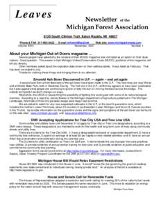 L ea ves  Newsletter of the Michigan Forest Association[removed]South Clinton Trail, Eaton Rapids, MI 48827