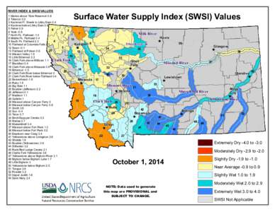 RIVER INDEX & SWSI VALUES  Surface Water Supply Index (SWSI) Values 1 Marias above Tiber Reservoir[removed]Tobacco 0.2