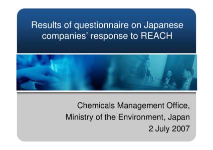 Results of questionnaire on Japanese companies’ response to REACH