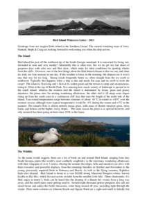 Bird Island Winterers Letter[removed]Greetings from our magical little island in the Southern Ocean! The current wintering team of Jerry, Hannah, Steph & Craig are looking forward to welcoming you when the ship arrives. T