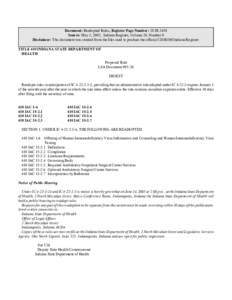 Document: Readopted Rules, Register Page Number: 28 IR 2458 Source: May 1, 2005, Indiana Register, Volume 28, Number 8 Disclaimer: This document was created from the files used to produce the official CD-ROM Indiana Regi