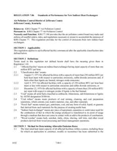 REGULATION[removed]Standards of Performance for New Indirect Heat Exchangers Air Pollution Control District of Jefferson County Jefferson County, Kentucky