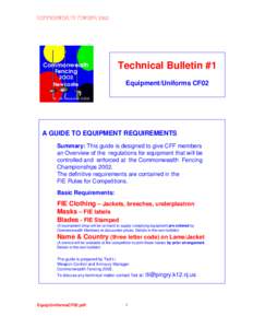 Commonwealth Fencing 2OO2 Newcastle  Technical Bulletin #1