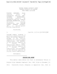 Case 2:13-cv[removed]JES-DNF Document 27 Filed[removed]Page 1 of 18 PageID 354  UNITED STATES DISTRICT COURT MIDDLE DISTRICT OF FLORIDA FORT MYERS DIVISION FLORIDA