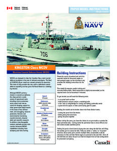 PAPER MODEL INSTRUCTIONS  (Simple version) KINGSTON Class MCDV Maritime Coastal Defence Vessel (MCDV)