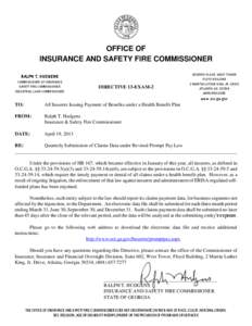 OFFICE OF INSURANCE AND SAFETY FIRE COMMISSIONER RALPH T. HUDGENS