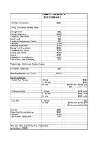 TOWN OF UNIONVILLE  FEE SCHEDULE  Voluntary Annexation  $250 