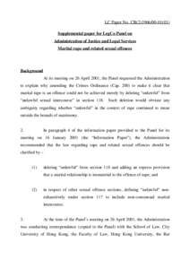 LC Paper No. CB[removed]) Supplemental paper for LegCo Panel on Administration of Justice and Legal Services Marital rape and related sexual offences  Background