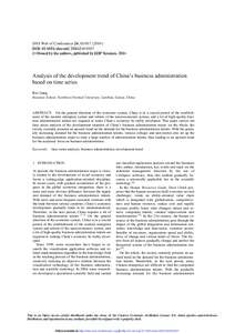 SHS Web of Conferences 2 4, DOI: shsconf7  C Owned by the authors, published by EDP Sciences, 2016  Analysis of the development trend of China’s business administration