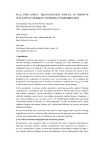 Computational linguistics / Speech recognition / Transcription / Writing / Assistive technology / Speech synthesis / Medical transcription / Accent / Realtime transcription / Linguistics / Science / Language