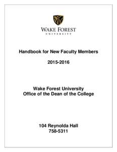 Handbook for New Faculty MembersWake Forest University Office of the Dean of the College