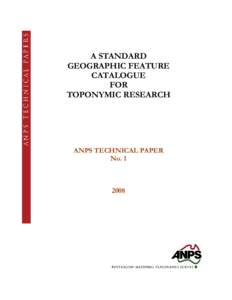 A STANDARD GEOGRAPHIC FEATURE CATALOGUE FOR TOPONYMIC RESEARCH