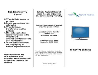 LRH Patient Info for TV Hire Nov 11