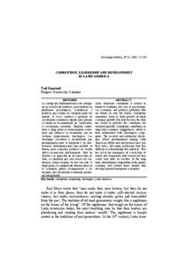 Psicología Política, Nº 31, 2005, [removed]CORRUPTION, LEADERSHIP AND DEVELOPMENT IN LATIN AMERICA  Ted Goertzel