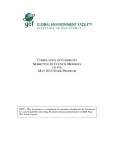 COMPILATION OF COMMENTS SUBMITTED BY COUNCIL MEMBERS ON THE MAY 2014 WORK PROGRAM  NOTE: This document is a compilation of comments submitted to the Secretariat