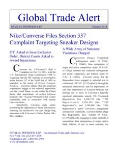 Global Trade Alert NEVILLE PETERSON LLP October[removed]Nike/Converse Files Section 337