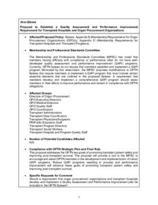 Proposal to Establish a Quality Assessment and Performance Improvement Requirement for Transplant Hospitals and Organ Procurement Organizations