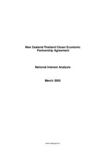New Zealand-Thailand Closer Economic Partnership Agreement National Interest Analysis  March 2005