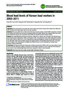 Kim et al. Annals of Occupational and Environmental Medicine 2014, 26:30 http://www.aoemj.com/contentRESEARCH ARTICLE  Open Access