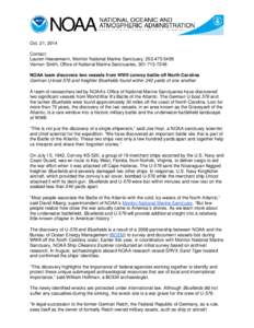 Monitor National Marine Sanctuary / Shipwreck / Battle of the Atlantic / Maritime history / World War II / Environment / Year of birth missing / Bluefields / United States National Marine Sanctuary / National Oceanic and Atmospheric Administration