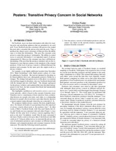 Posters: Transitive Privacy Concern in Social Networks  1. Yumi Jung