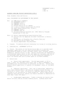 ACDEANINST[removed]ADF 1 Nov 95 ACADEMIC DEAN AND PROVOST INSTRUCTION[removed]From: Academic Dean and Provost Subj: PROCEDURES FOR APPOINTMENT TO THE FACULTY