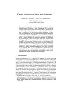 Playing Games with Boxes and Diamonds? ?? Rajeev Alur1 , Salvatore La Torre2, and P. Madhusudan1 University of Pennsylvania Universita degli Studi di Salerno 1