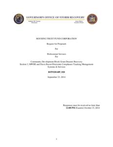 HOUSING TRUST FUND CORPORATION Request for Proposals For Professional Services For Community Development Block Grant-Disaster Recovery