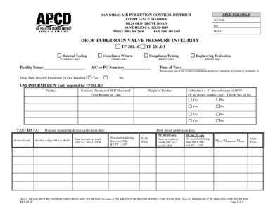 APCD USE ONLY  SAN DIEGO AIR POLLUTION CONTROL DISTRICT COMPLIANCE DIVISION[removed]OLD GROVE ROAD SAN DIEGO CA[removed]