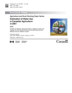 Estimation of Water Use in Canadian Agriculturein 2001