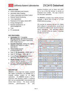 ZIC2410 Datasheet peripheral functions such as timers and UART and is one of the first devices to provide an